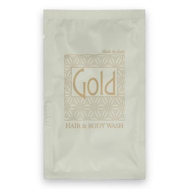 Gold hair & body wash 10ml sachet vegan friendly /600